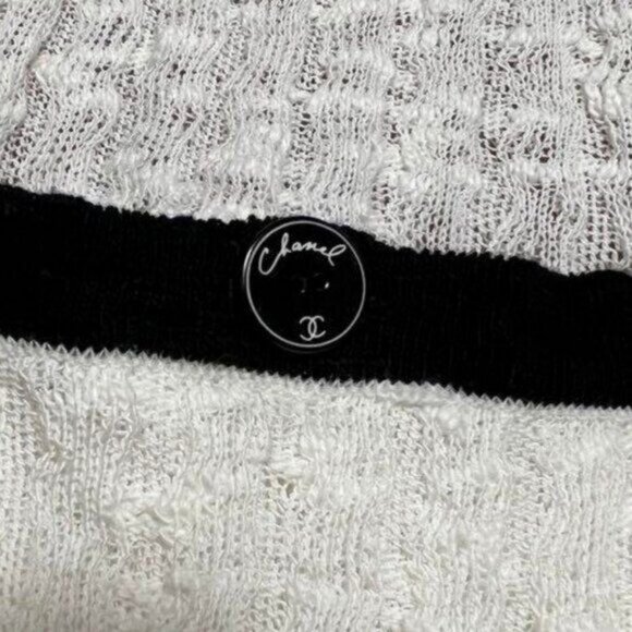 Authentic CHANEL CC White Cotton Midi Dress Vintage Cruise Collection - Picture 10 of 10